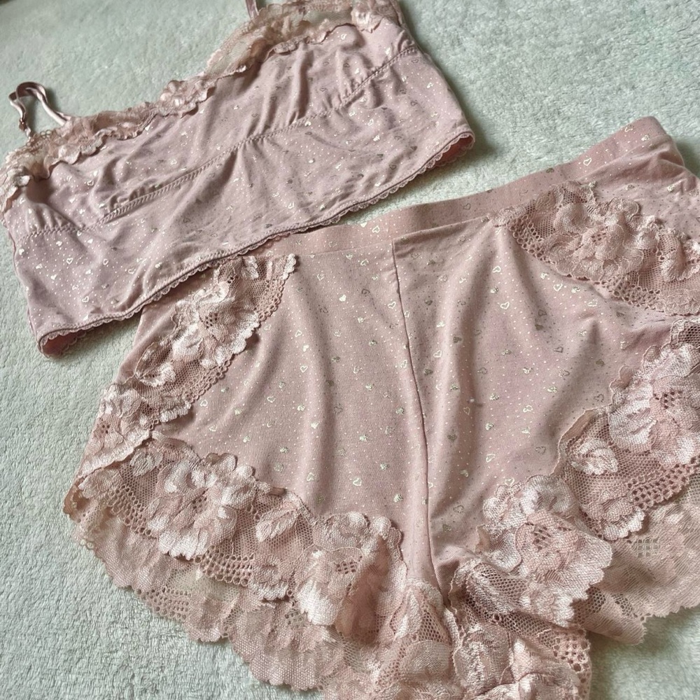 2 Piece Pink Lace Victorias Secret set (Modal Soft & Lace Trim Cami Set) NWOT